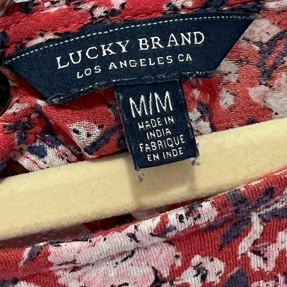 Lucky Brand Red and White Flutter Sleeve Blouse M - Picture 8 of 8